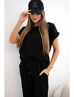 Bavlněný komplet halenka + kalhoty černý Bavlněný komplet halenka + kalhoty černý