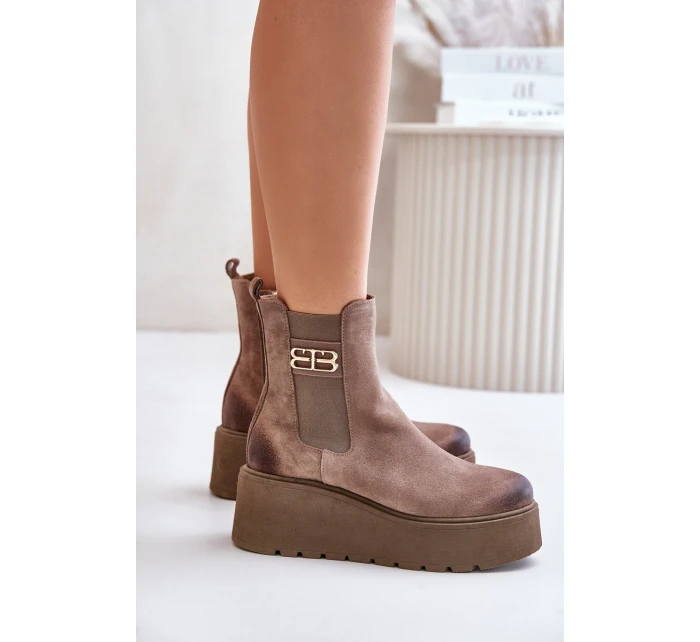 Zazoo 60498 Dámské Botky Chelsea Na Platformě A Klínu Černé