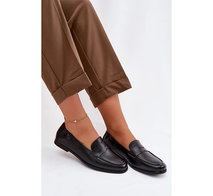 Mokasíny z pravé kůže model 22100821 černé - VINCEZA Mokasíny z pravé kůže model 22100821 černé - VINCEZA