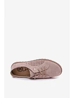 Větrané dámské polobotky z pravé semišové kůže Béžové Feliva