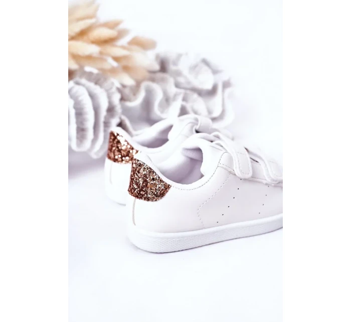 Dětské Tenisky Se Suchým Zipem Bíle-Růžové Zlato Cute Girl Dětské Tenisky Se Suchým Zipem Bíle-Růžové Zlato Cute Girl