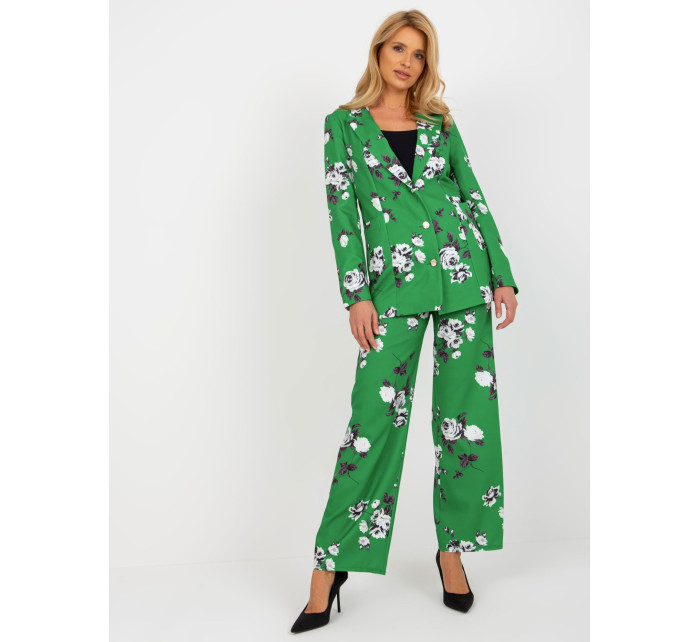 Zelené elegantní sako s růžemi z obleku