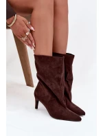 Dámské kotníkové boty na jehlovém podpatku Solvienne – čokoládové Dámské kotníkové boty na jehlovém podpatku Solvienne – čokoládové