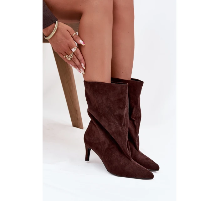 Dámské kotníkové boty na jehlovém podpatku Solvienne – čokoládové Dámské kotníkové boty na jehlovém podpatku Solvienne – čokoládové