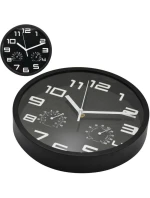 NÁSTĚNNÉ HODINY 25CM S TEPLOMĚREM ČERNÉ