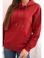Dámská mikina s kapucí a model 21495001 z bavlny bordová - K-Fashion