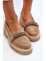 Dámské semišové mokasíny s ozdobou béžové Zazoo 3429/W