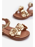 Dětské sandálky květy s na suchý zip, zlaté model 21663040 - Boto Dětské sandálky květy s na suchý zip, zlaté model 21663040 - Boto