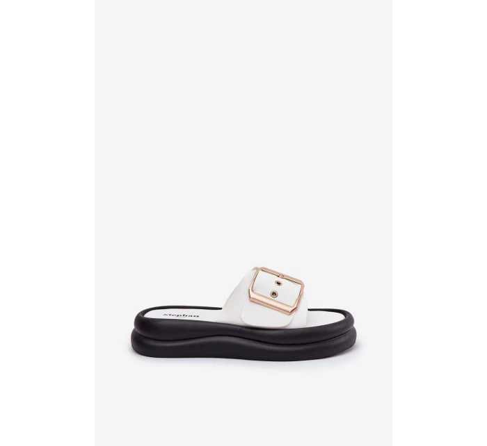 Dámské sandály na masivní platformě s ozdobnou přezkou bílé Zelori Dámské sandály na masivní platformě s ozdobnou přezkou bílé Zelori