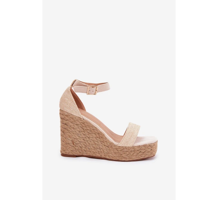 Dámské Sandály Na Klínu S Pletením Béžové model 21687930 - Boto