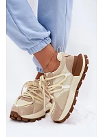 Kožené semišové dámské tenisky model 22095140 Béžové - Goe