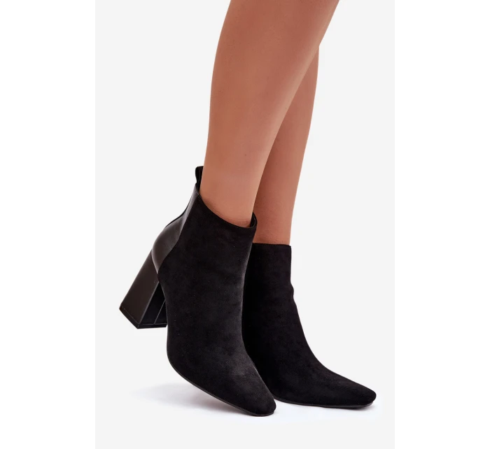 Dámské zateplené botky na sloupku – černé Maloria Dámské zateplené botky na sloupku – černé Maloria