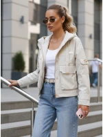 Kurtka przejściowa damska z kapturem i kieszeniami beżowa FashionStreet TY5634