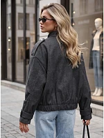 Krótka kurtka damska z stójką czarna model 22341051 - FashionStreet Krótka kurtka damska z stójką czarna model 22341051 - FashionStreet