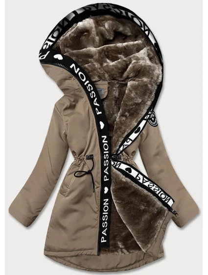 Béžová dámská bunda s kožešinovou podšívkou (B8115-12) Béžová dámská bunda s kožešinovou podšívkou (B8115-12)