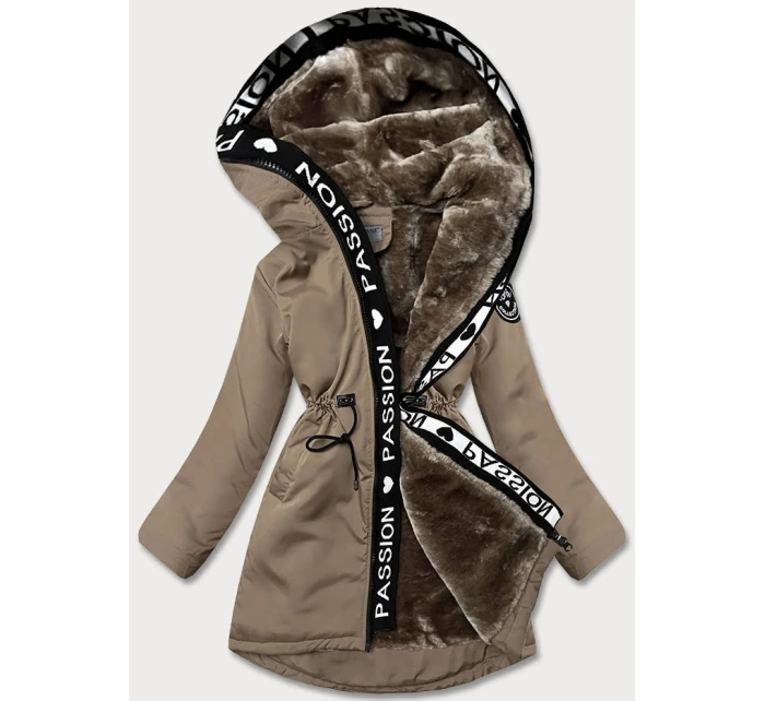 Béžová dámská bunda s kožešinovou podšívkou (B8115-12) Béžová dámská bunda s kožešinovou podšívkou (B8115-12)