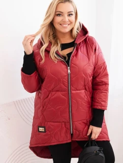 Dámská zimní bunda Plus Size prošívaná s kapucí bordová