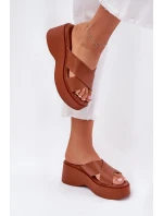 Dámské sandály na platformě a klínu camel Nelithraea Dámské sandály na platformě a klínu camel Nelithraea