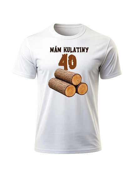 Pánské bavlněné tričko s potiskem - MÁM KULATINY 40 - bilé 