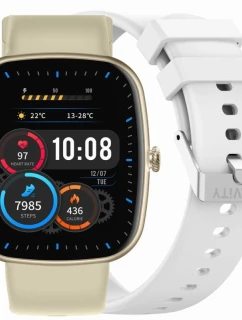 Dámské chytré hodinky  béžový silikonový řemínek + bílý řemínek model 21819976 - Gravity