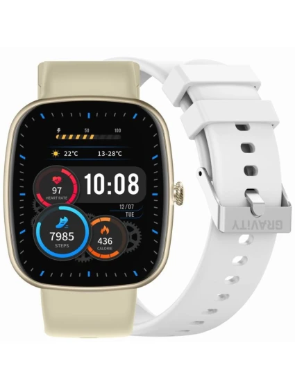 Dámské chytré hodinky  béžový silikonový řemínek + bílý řemínek model 21819976 - Gravity