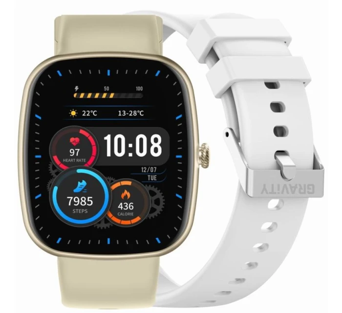 Dámské chytré hodinky  béžový silikonový řemínek + bílý řemínek model 21819976 - Gravity