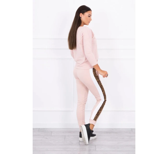 Sada s leopardím potiskem tmavě pudrově růžová