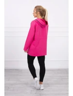 Tunika na zip s kapucí Oversize fuchsiová