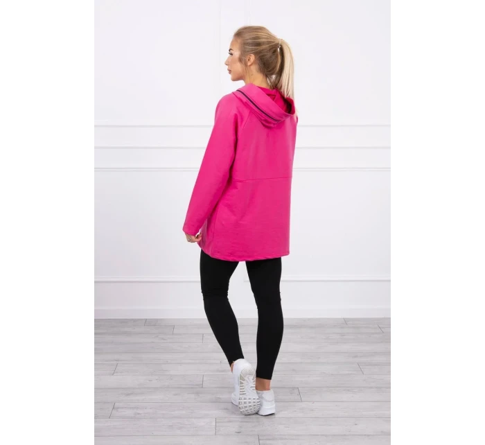 Tunika na zip s kapucí Oversize fuchsiová