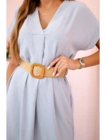 Šaty s ozdobným páskem šedý Šaty s ozdobným páskem šedý