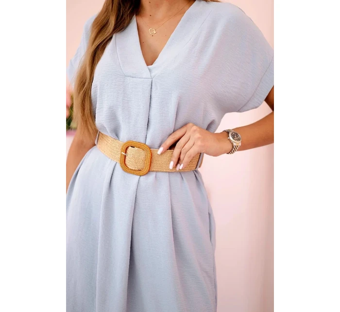 Šaty s ozdobným páskem šedý Šaty s ozdobným páskem šedý