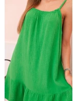 Dámské mušelínové šaty s ramínky a volánem zelený Dámské mušelínové šaty s ramínky a volánem zelený