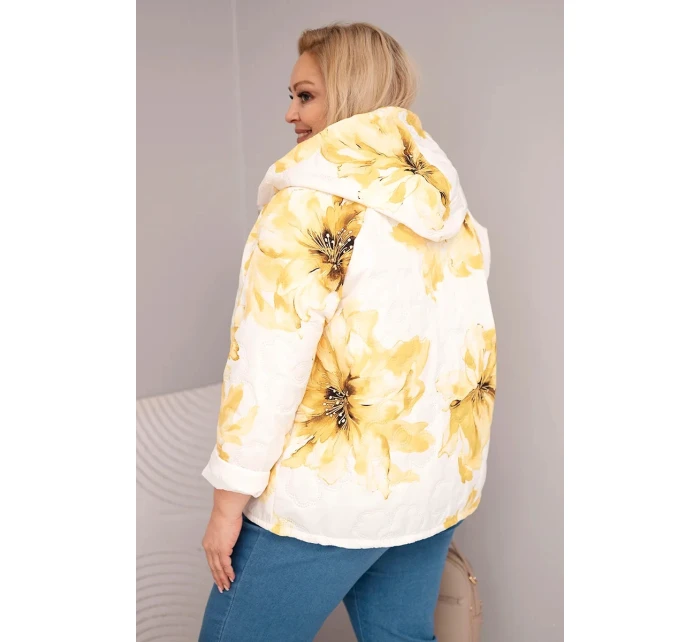 Dámská jarní bunda Plus Size s květinovým vzorem žlutá