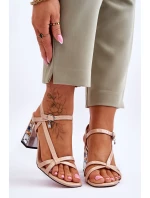 lakované sandály na ozdobném podpatku D&A CR-232 Béžove