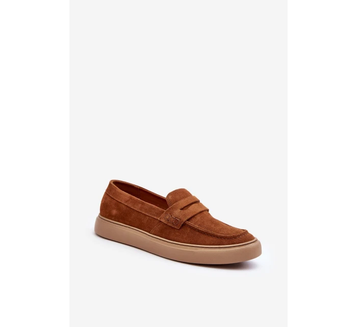 Mužské semišové loafers polobotky Zazoo 1566 hnědé