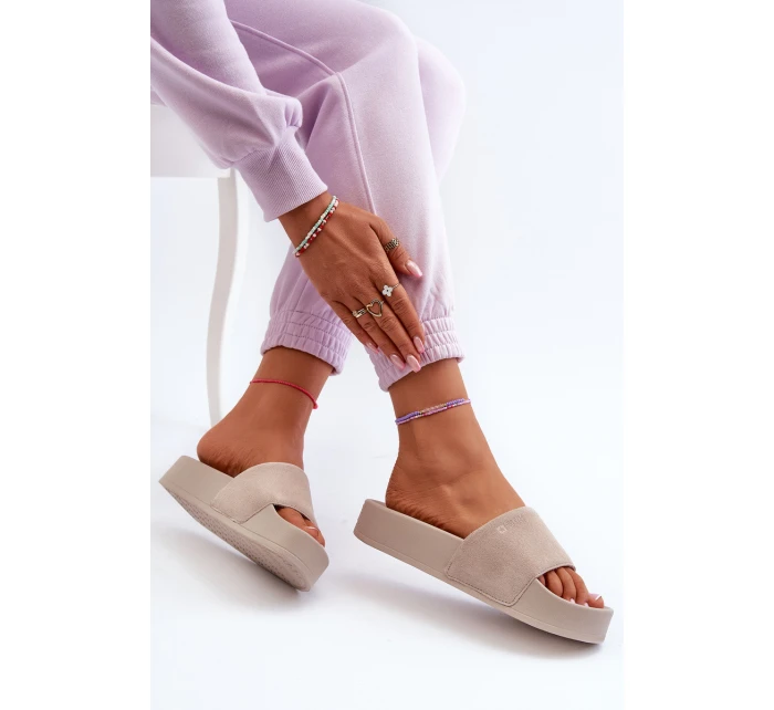 Dámské žabky na platformě z semiše Big Star model 21655526 béžové - Big Star Shoes