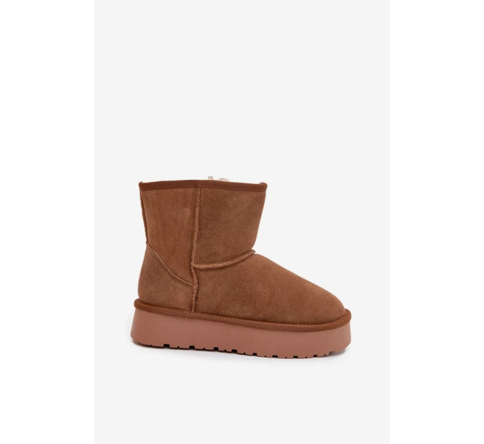 Dámské sněhule z přírodního semiše na platformě Camel model 21709740 - Boto Dámské sněhule z přírodního semiše na platformě Camel model 21709740 - Boto