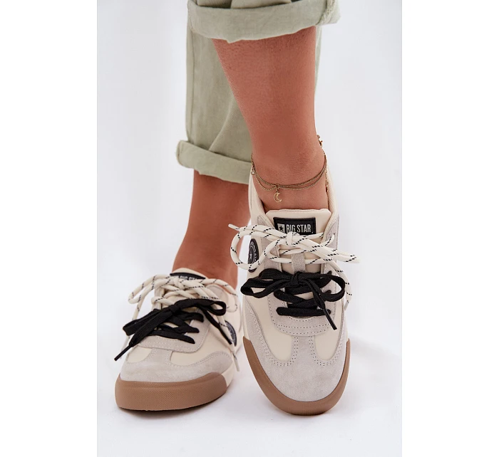 Dámské tenisky s dvojitým šněrováním Big Star model 22042687 Béžové - Big Star Shoes