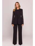 M865 Blejzr s krajkovými panely a jedním knoflíkem - černý M865 Blejzr s krajkovými panely a jedním knoflíkem - černý