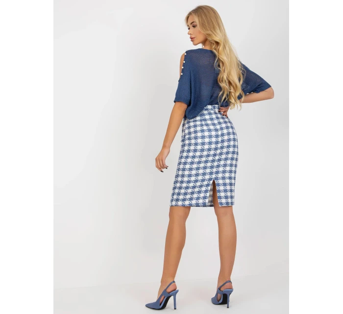 Dámská sukně LK SD 506462.12P bílo modrá - FPrice Dámská sukně LK SD 506462.12P bílo modrá - FPrice