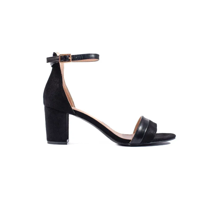 Luxusní dámské sandály černé na širokém podpatku Luxusní dámské sandály černé na širokém podpatku