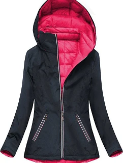 Oboustranná přechodová bunda v námořnické modři a amarantu (7699)