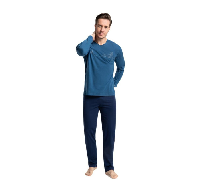 Pánské pyžamo model 19019350 modré - Luna