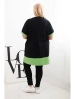 Dámská tunika Plus Size s květinovým vzorem a ozdobnými perličkami zelená