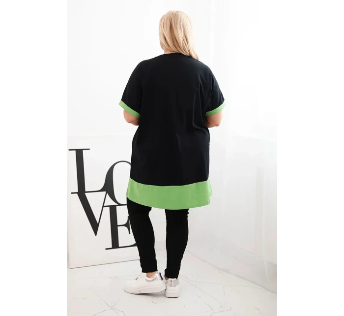 Dámská tunika Plus Size s květinovým vzorem a ozdobnými perličkami zelená