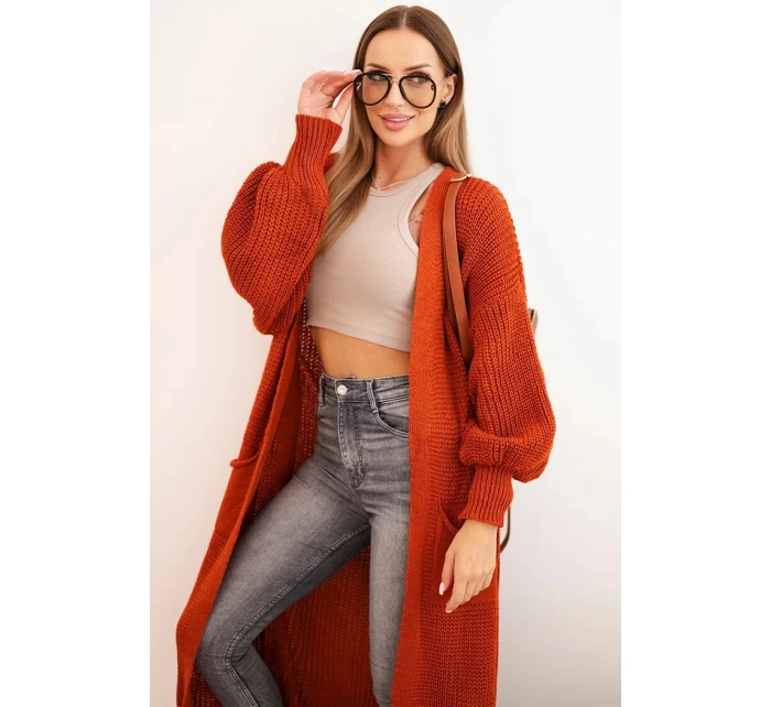 Dlouhý kardigan svetr model 21345049 - K-Fashion