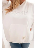 Dámská mikina Plus Size s kapucí a potiskem ecru