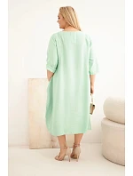 Dámské šaty Plus Size viskózové s kapsami krátkým rukávem tmavě mátová Dámské šaty Plus Size viskózové s kapsami krátkým rukávem tmavě mátová