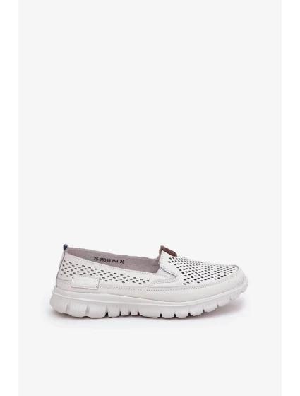 Dámské perforované baleríny z přírodní kůže Vinceza – bílé Dámské perforované baleríny z přírodní kůže Vinceza – bílé