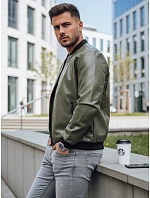 Pánská zelená kožená bunda FashionStreet TX4707